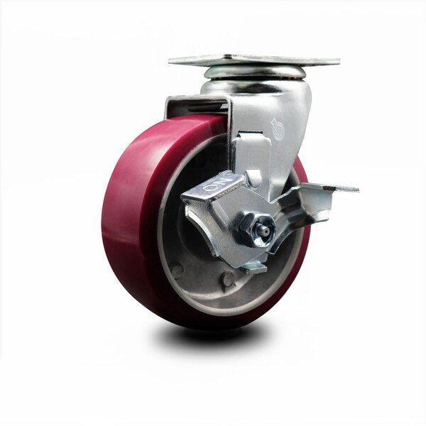 5 Inch Poly on Aluminum Swivel Caster with Roller Bearing and Brake SCC